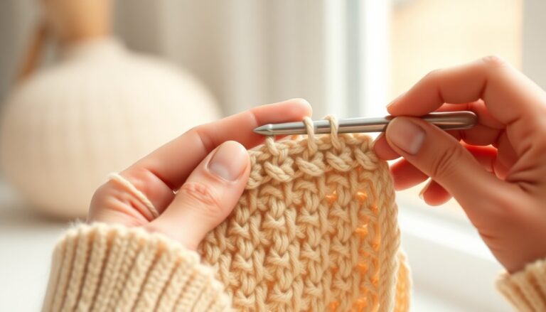 Half double crochet step showing 3 loops on the hook