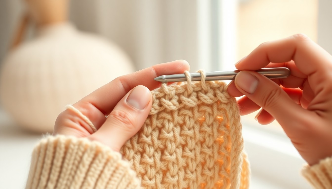 Half double crochet step showing 3 loops on the hook