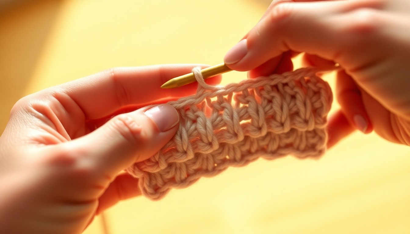 Half double crochet step pulling through all 3 loops