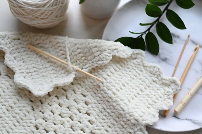 handmade crochet blanket with yarn and hooks for a mom birthday gift