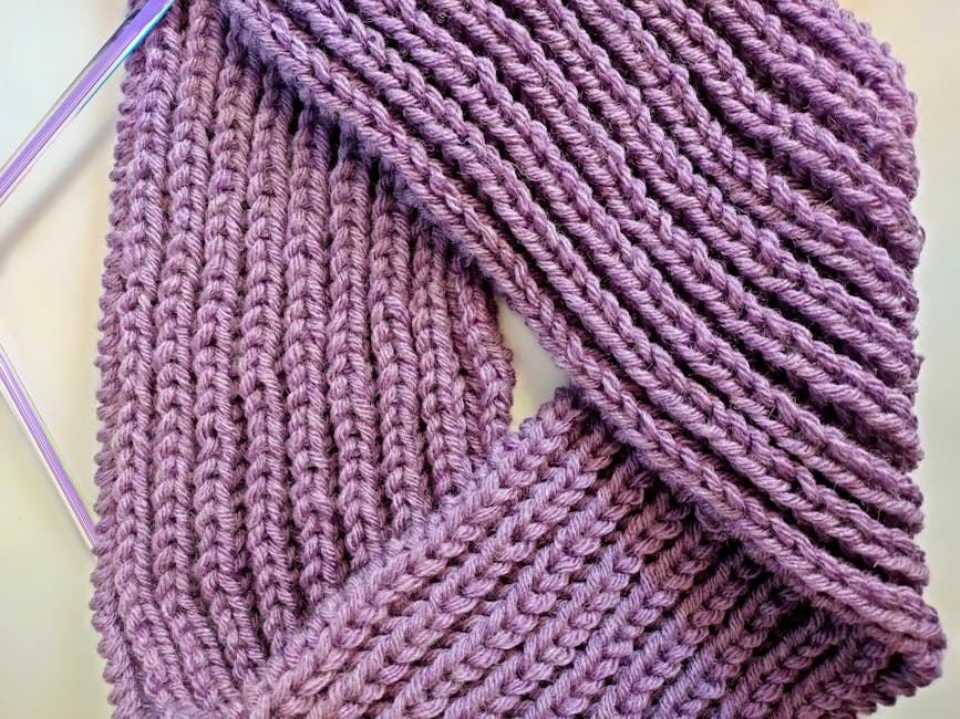purple ribbed knit texture perfect for a crochet headband pattern
