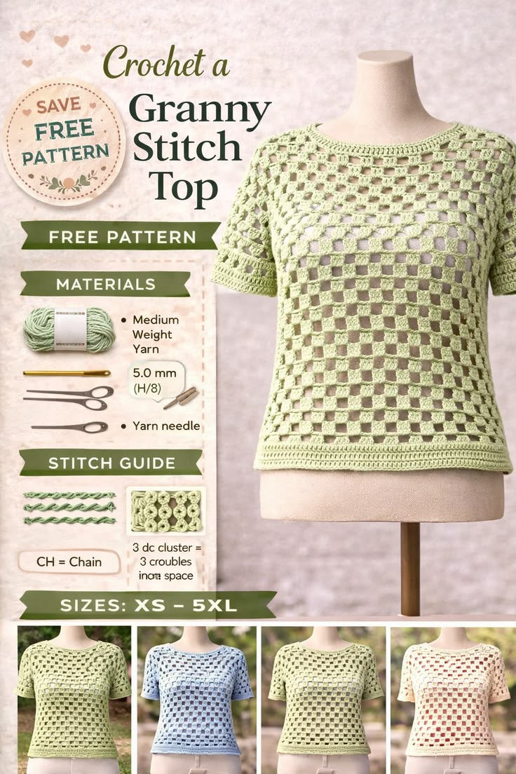 granny stitch top pattern chart