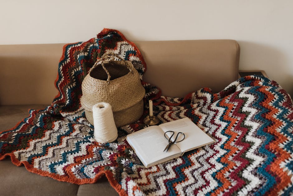 Modern granny square patterns displayed with colorful crochet blanket