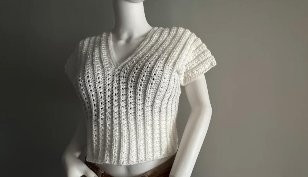 Supplies needed for this cross V stitch crochet top pattern