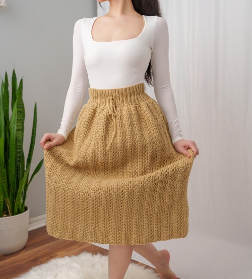 Crocheted Midi Skirt - crochet granny square skirt free patterns