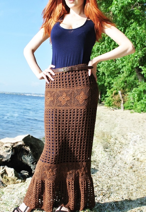 Crochet Maxi Skirt - crochet granny square skirt free patterns