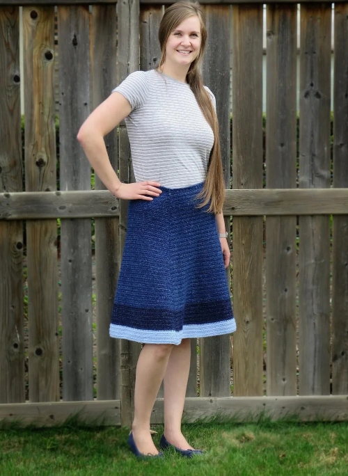 Crocheted Jean Skirt - crochet granny square skirt free patterns
