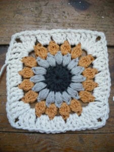 Purple Chair Crochet sunburst granny square