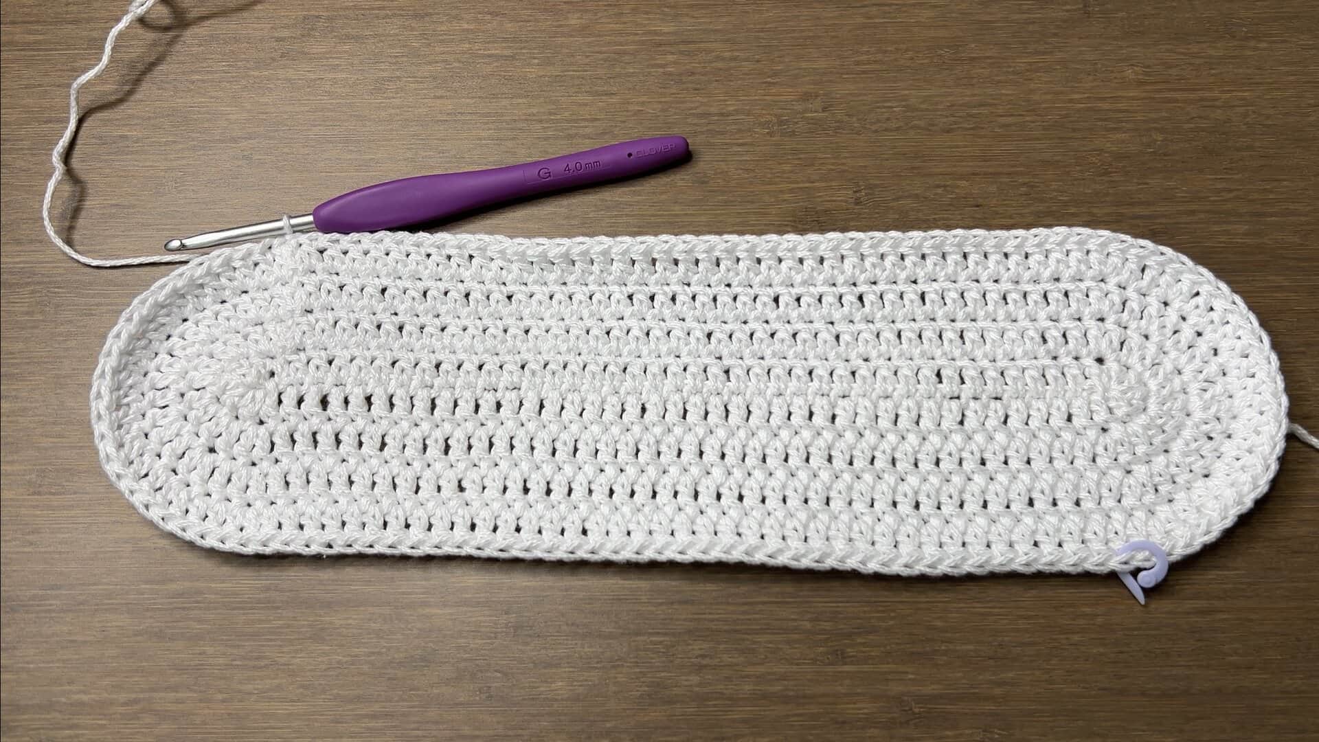 crochet mesh tote bag oval base construction