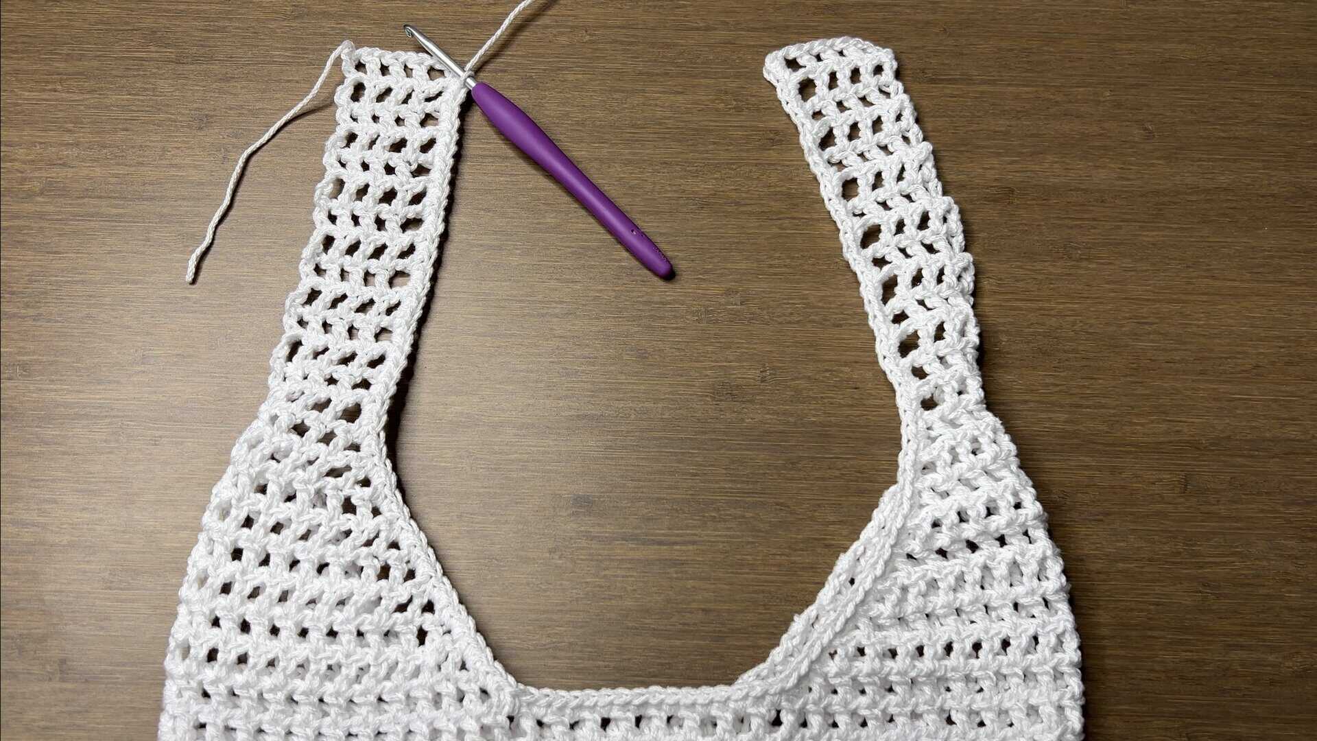 crochet mesh tote bag straps decrease rows