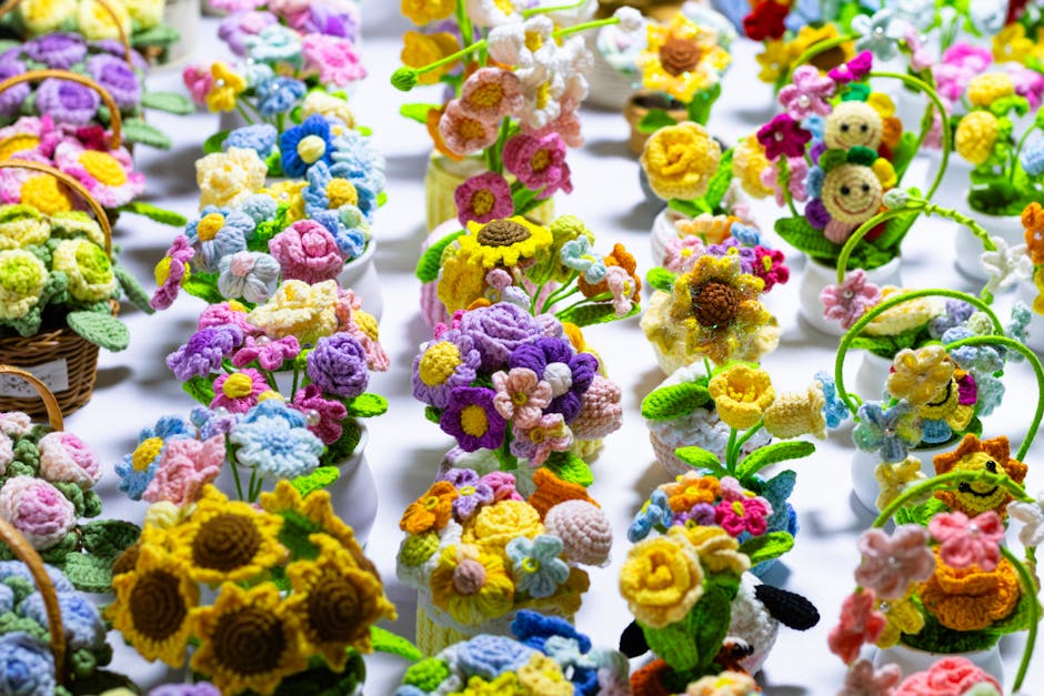 Handmade crochet flowers that pair beautifully with any crochet butterfly pattern