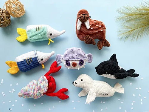 free crochet ocean toys patterns sea animals set design