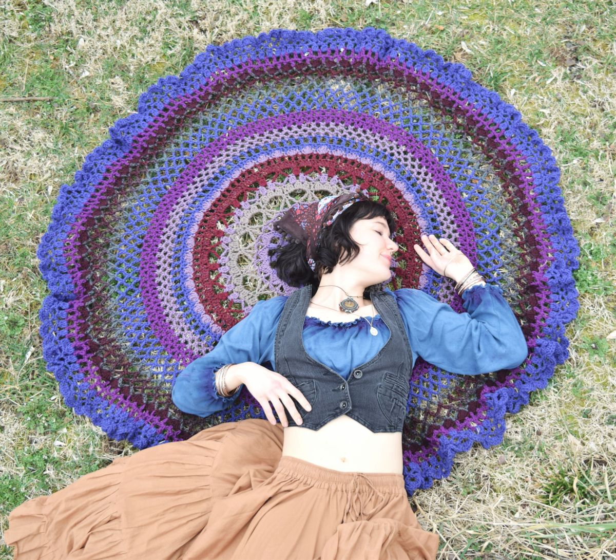 free crochet throw blanket patterns lotus mandala design