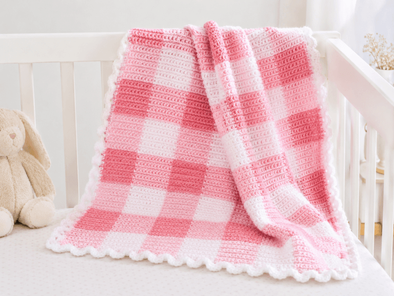 Pink Gingham Blanket Crochet Pattern