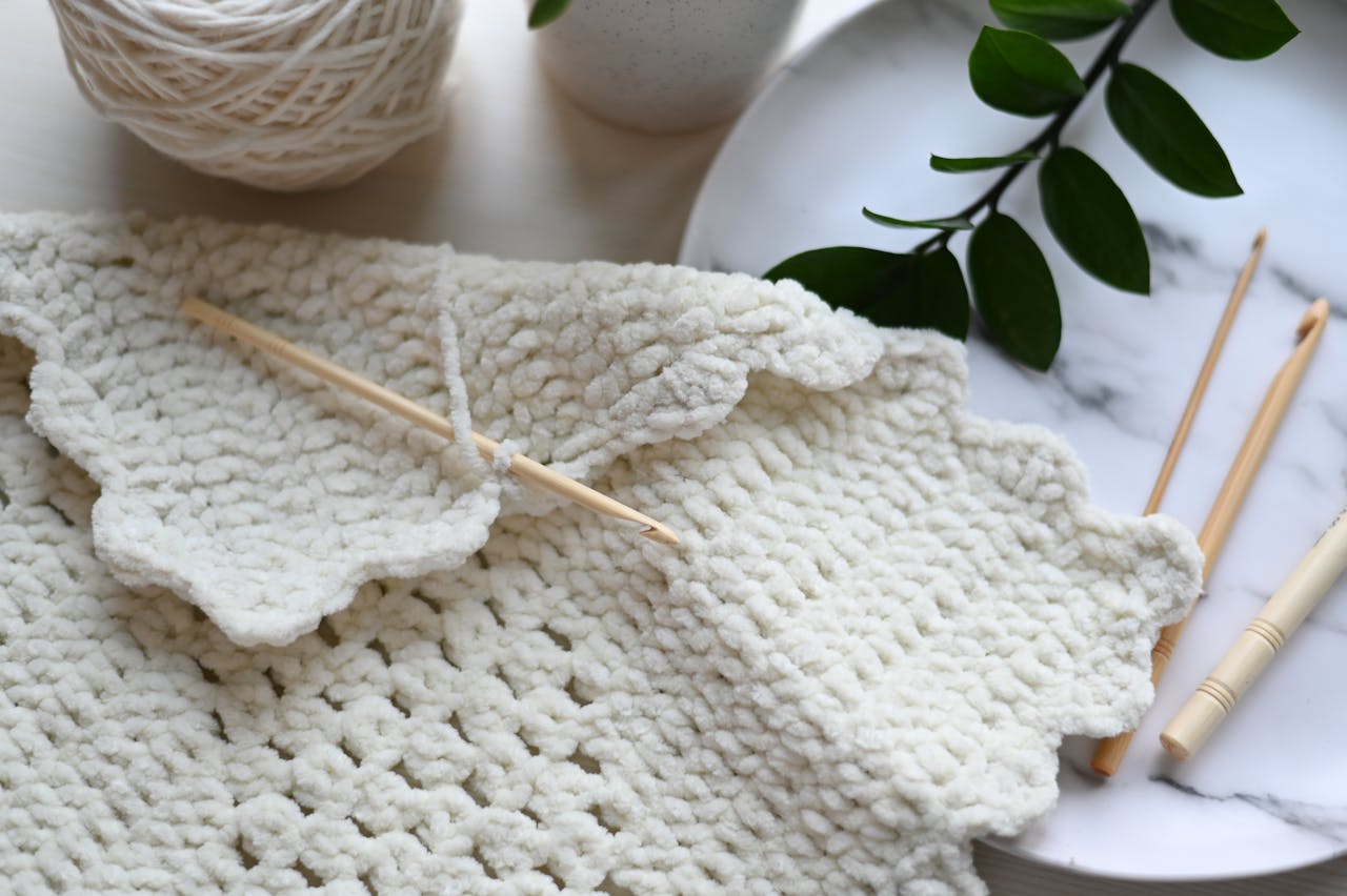 crochet blanket with yarn