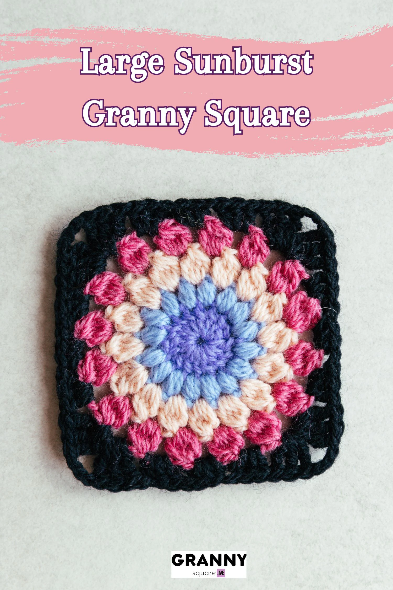Large sunburst granny square in soft gradient color scheme