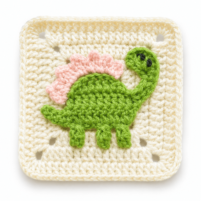 How to Crochet a Dinosaur Granny Square (Free Video Pattern)