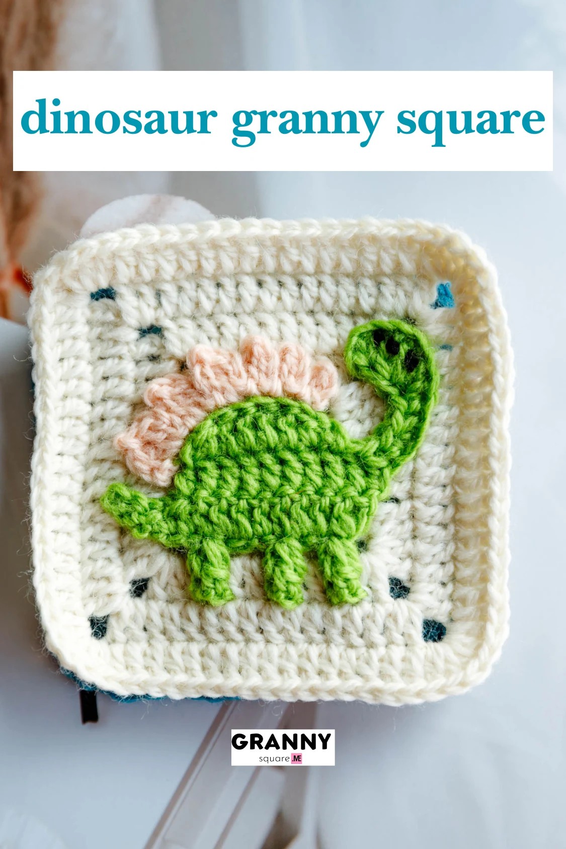 Dinosaur granny square pattern finished sample