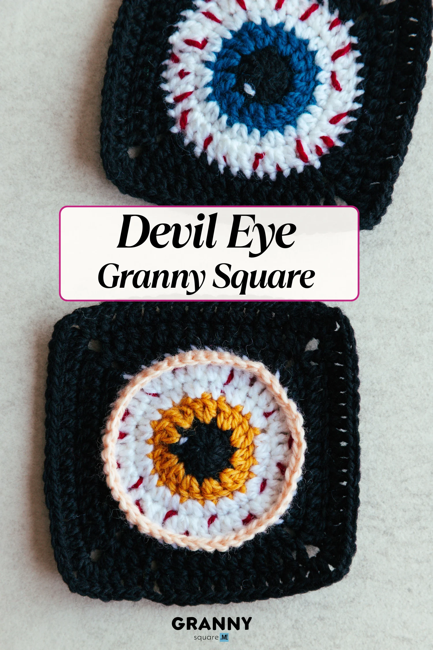 Devil Eye Granny Square Crochet Pattern finished square