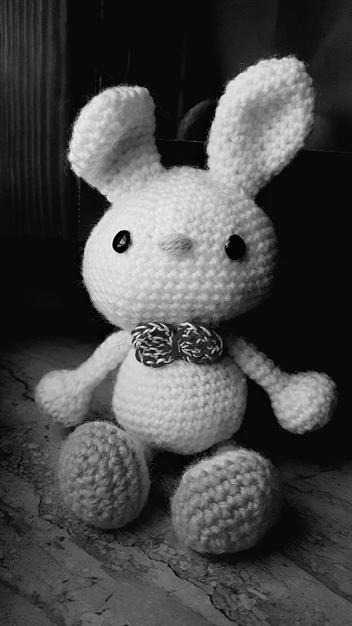 Crocheted amigurumi rabbit toy