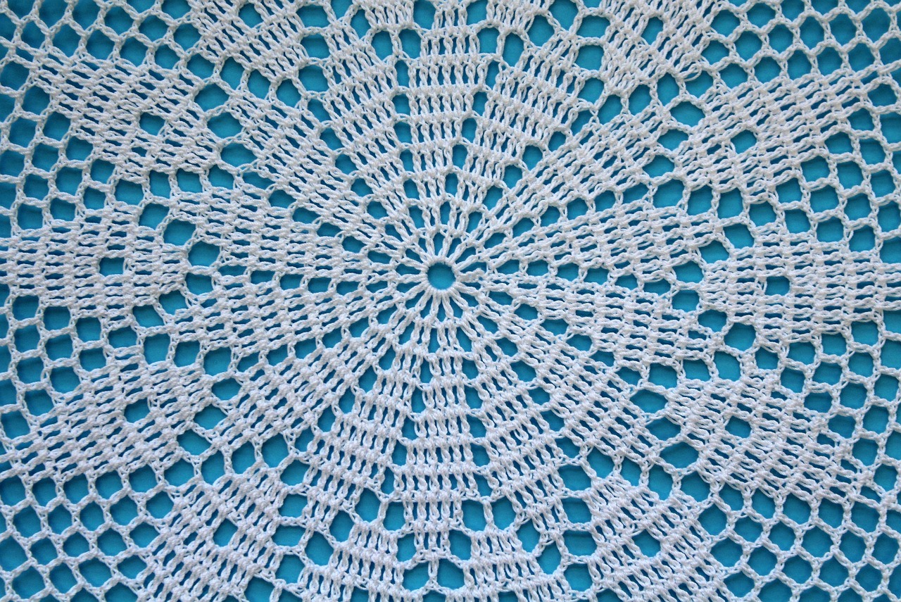 Delicate crocheted lace doily