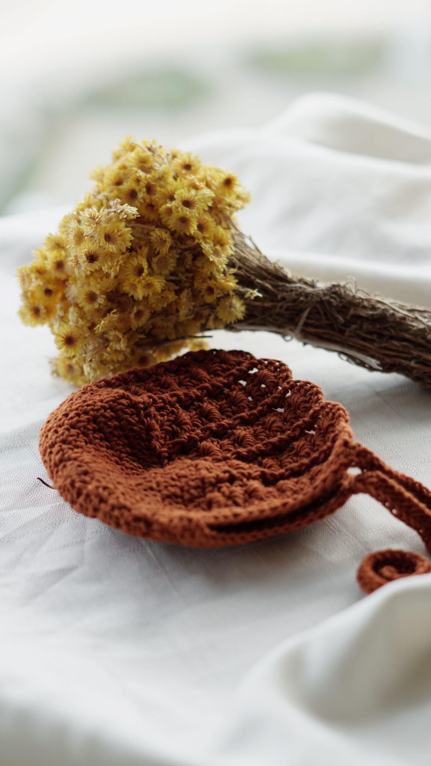 Handmade crochet hat with flowers
