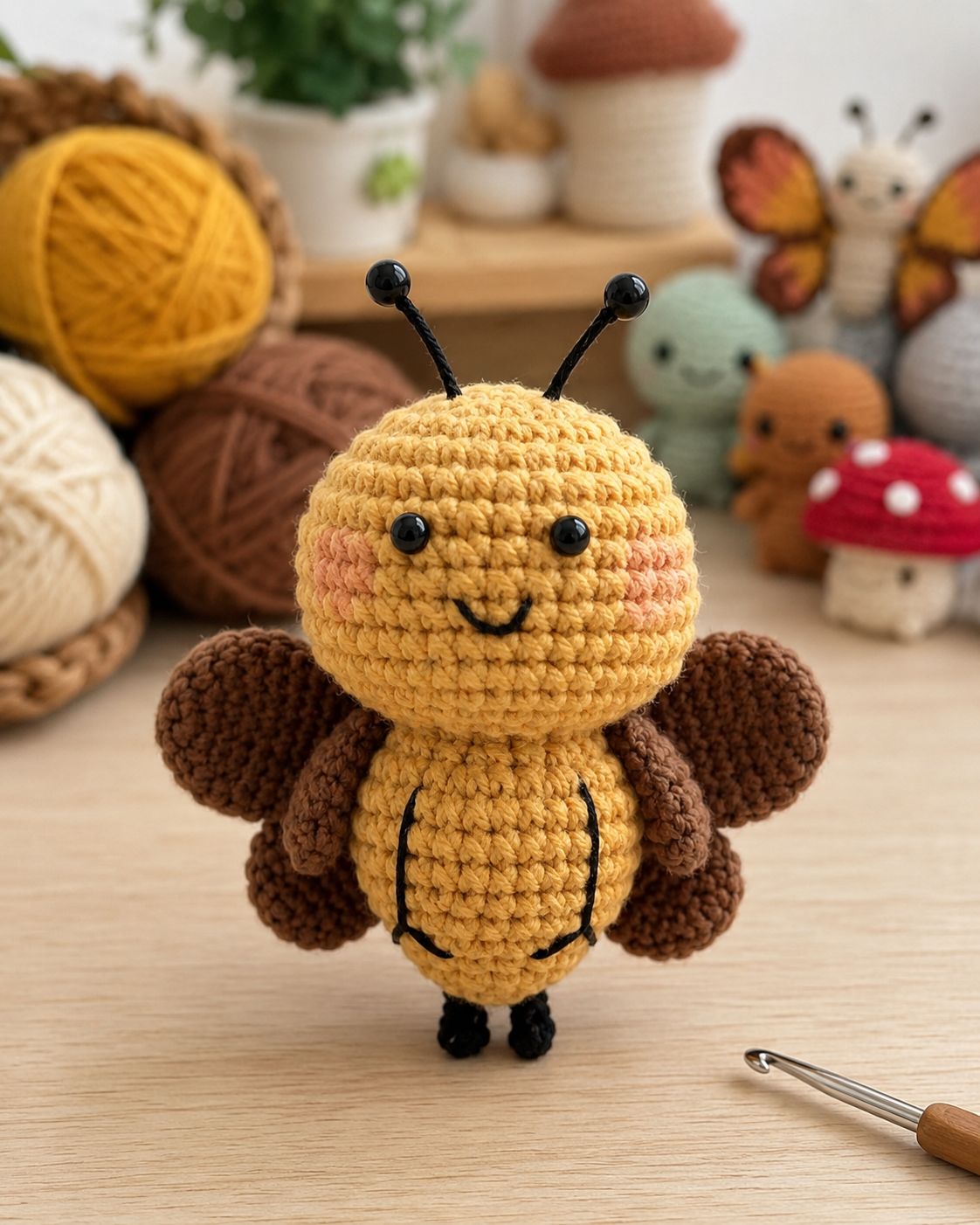 Cute crochet little bee bag charm pattern