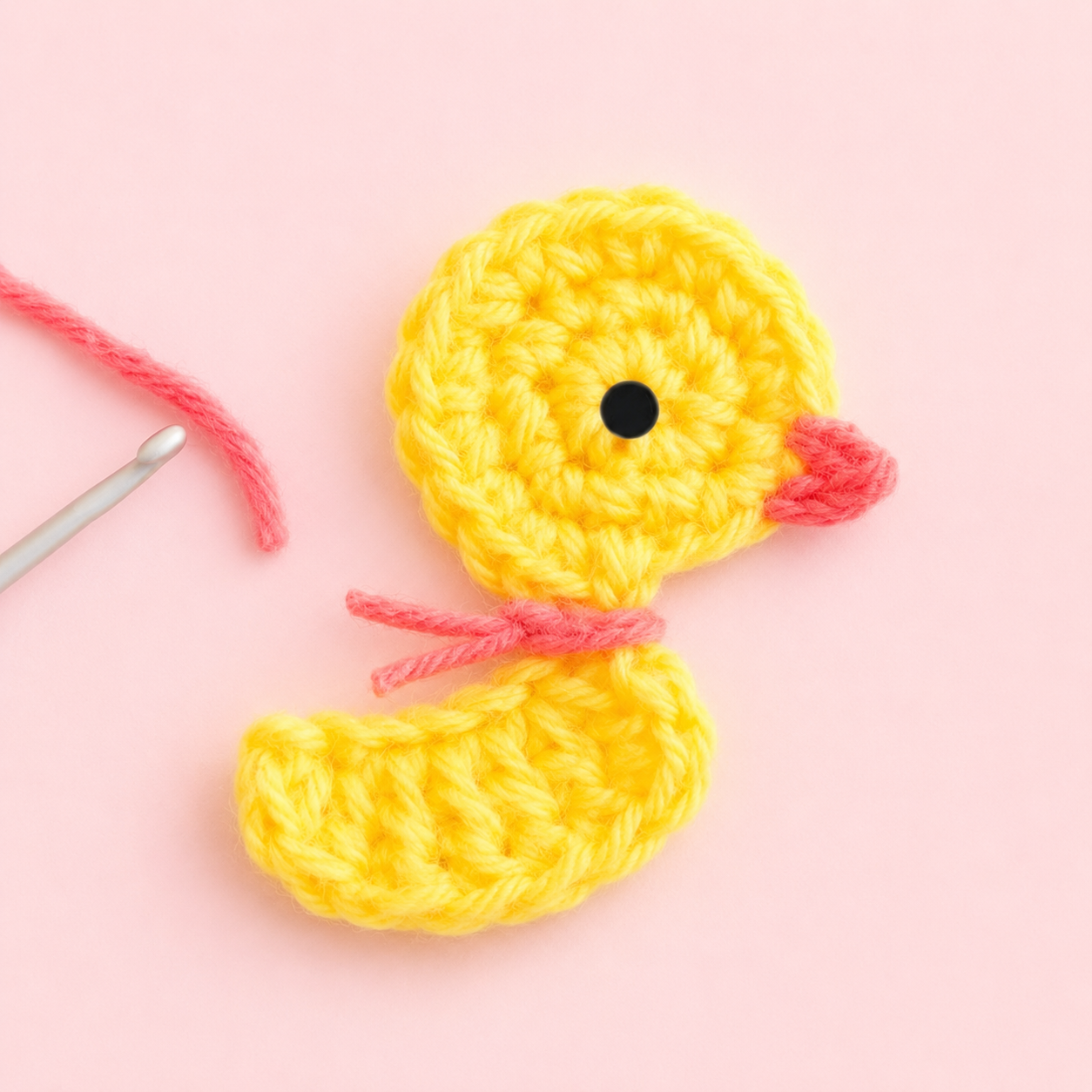 Crochet yellow duckling applique