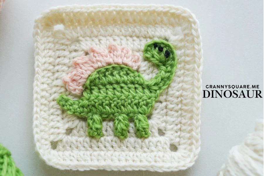 Dinosaur granny square finished project showcase