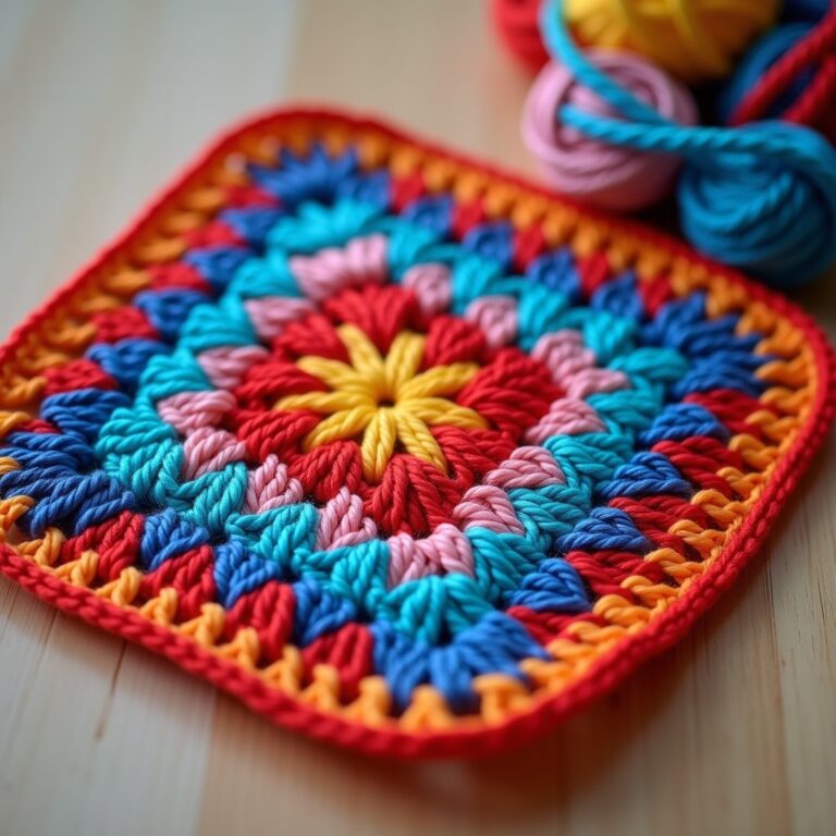 Folk Flower Medallion Granny Square Pattern
