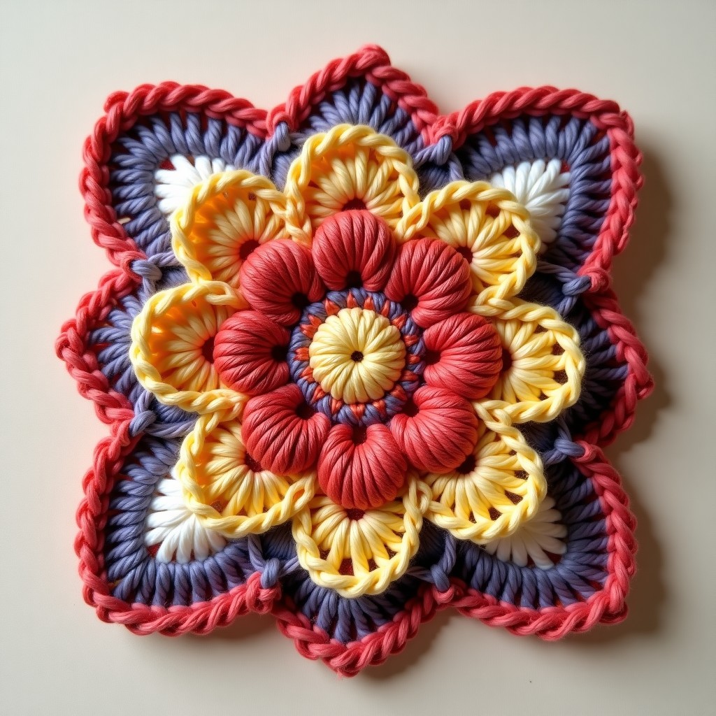 Folk Flower Medallion Granny Square Pattern
