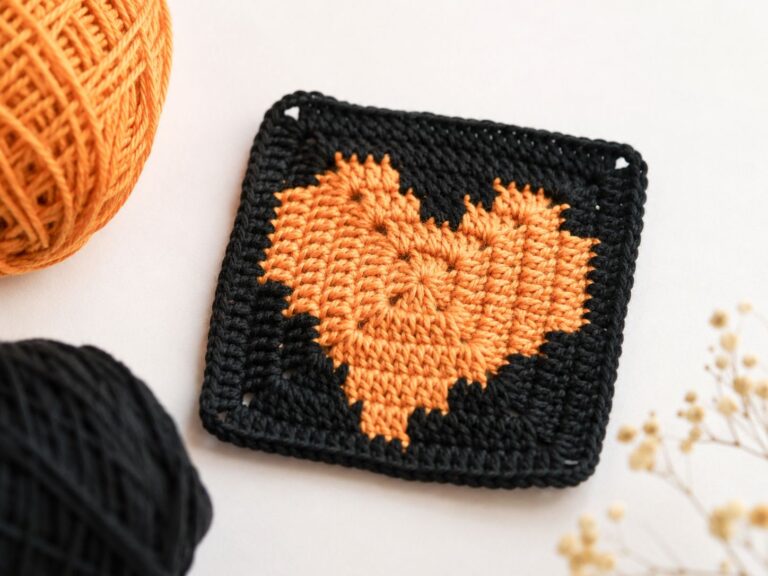 Heart solid granny square finished piece