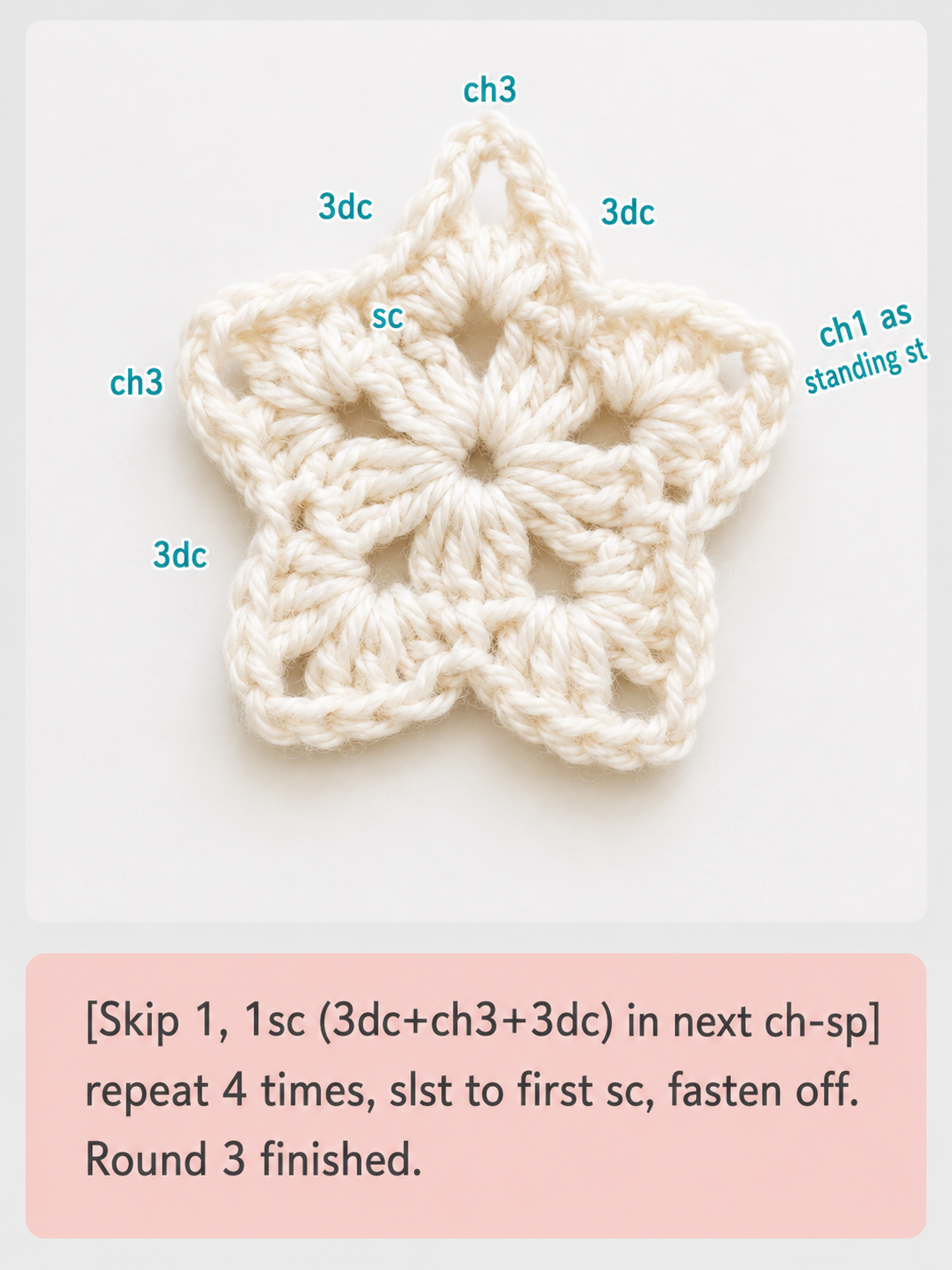 Star granny square pattern round 5 square shape emerging