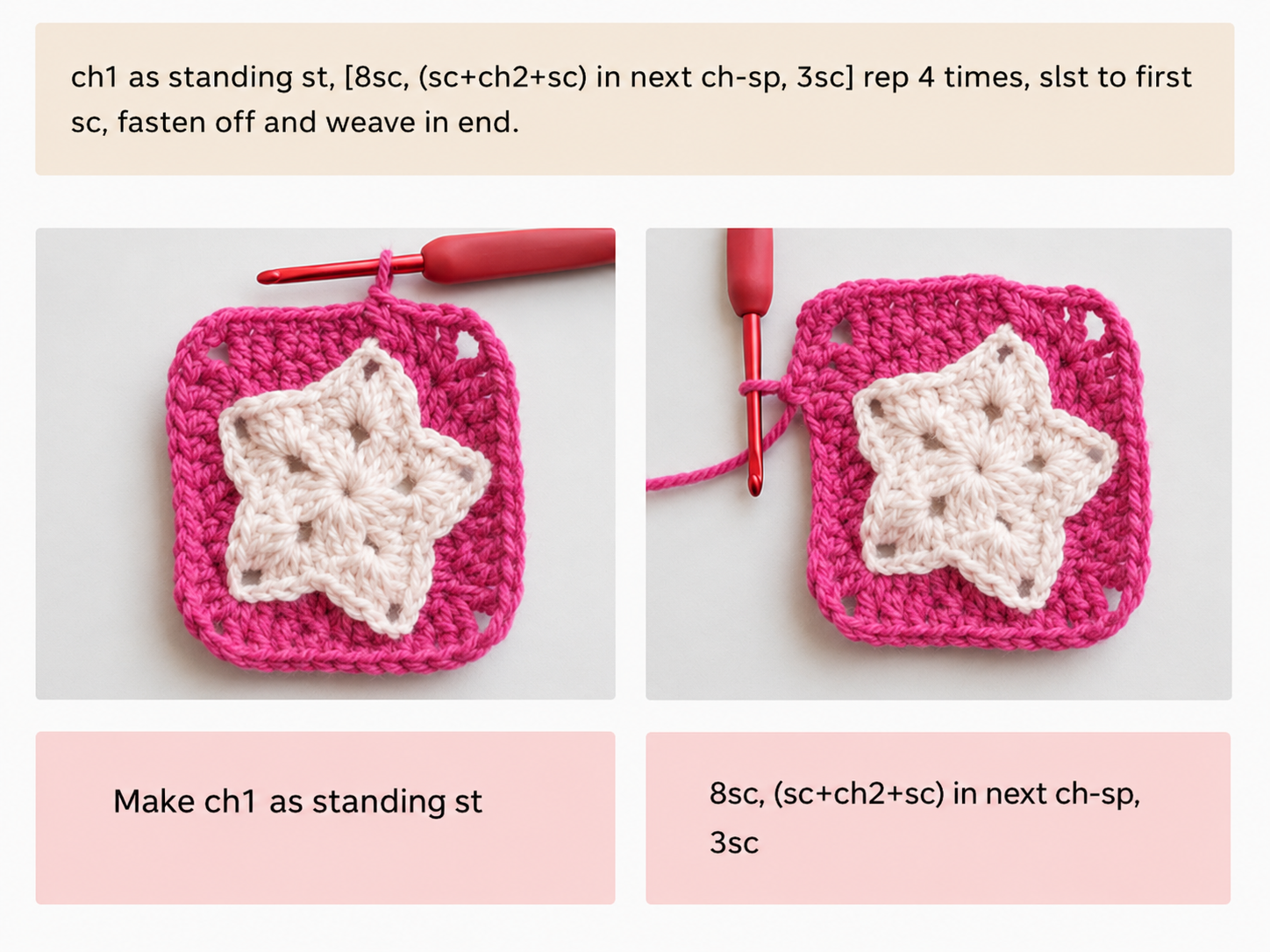 Star granny square pattern blanket assembly idea