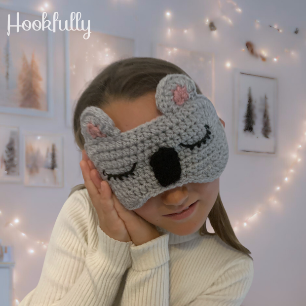 Crochet koala sleep eye mask by Hookfully