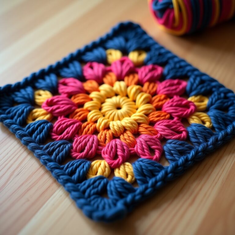 Seed Sunflower Granny Square: Free 3D Pattern with Popcorn Stitches