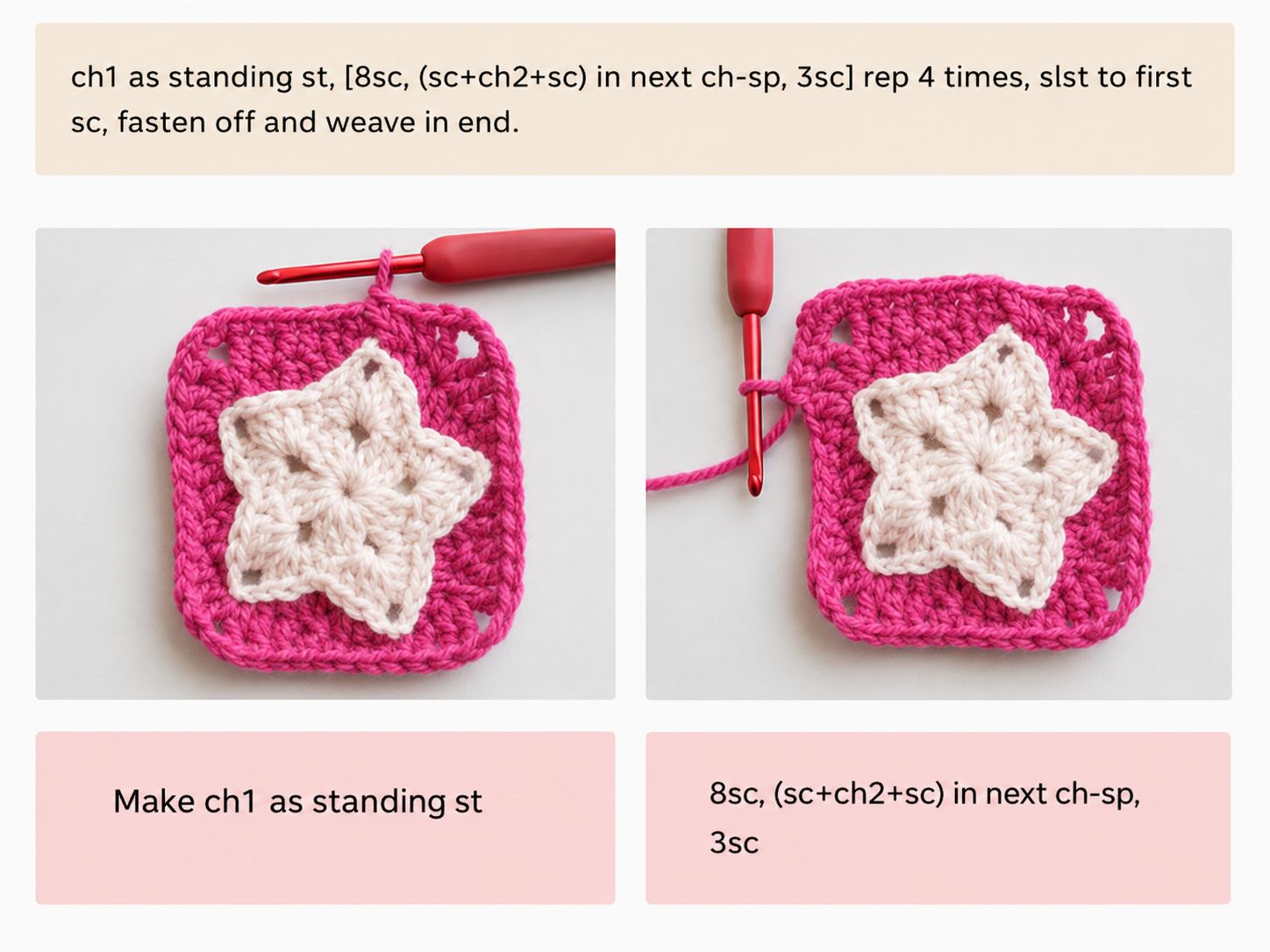 Star granny square pattern blanket assembly idea