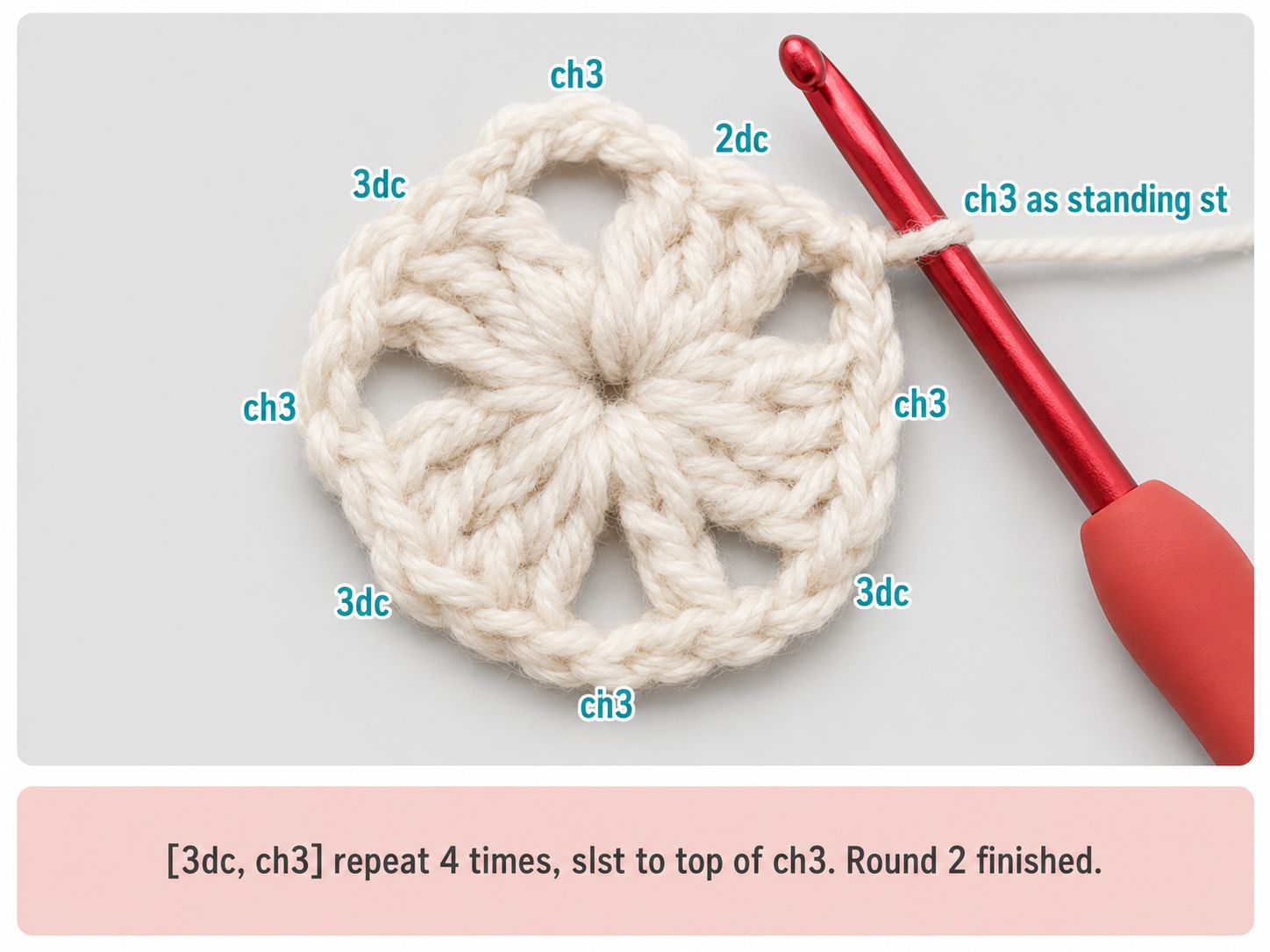 Star granny square pattern round 2 pentagon shape progress