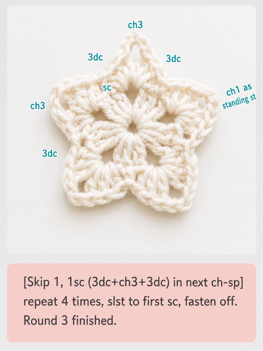 Star granny square pattern round 5 square shape emerging