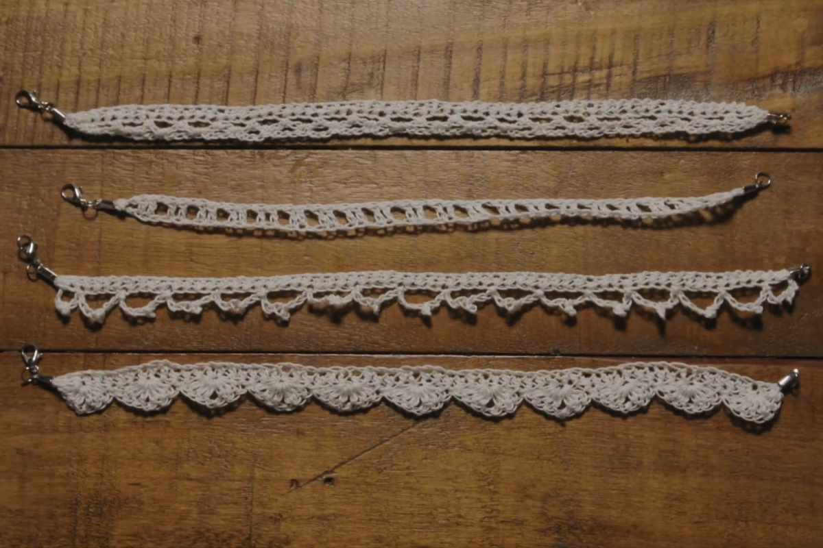 lacy crochet choker with delicate stitches bead pattern