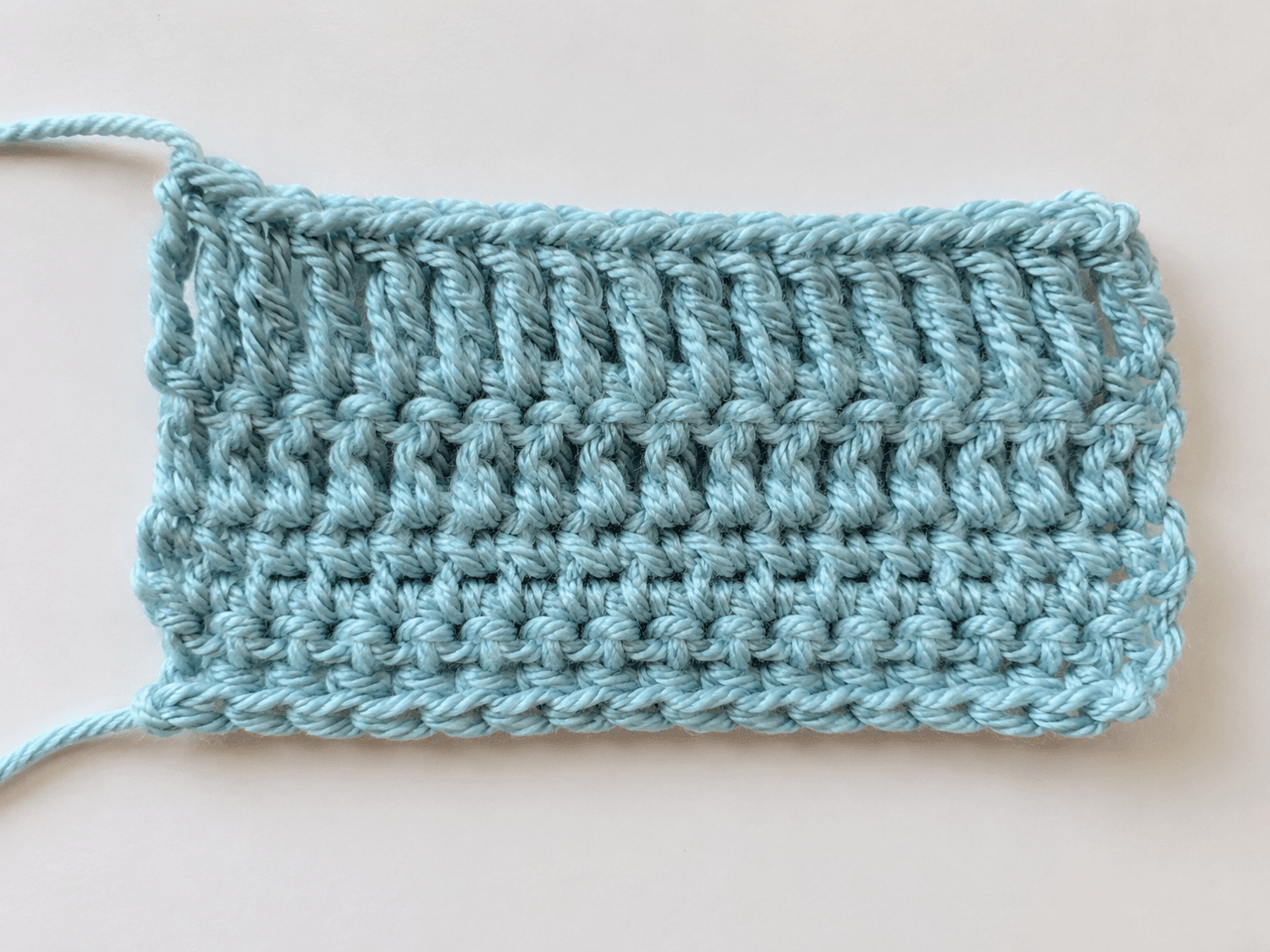 Comparison of single, half double, and double crochet stitch heights