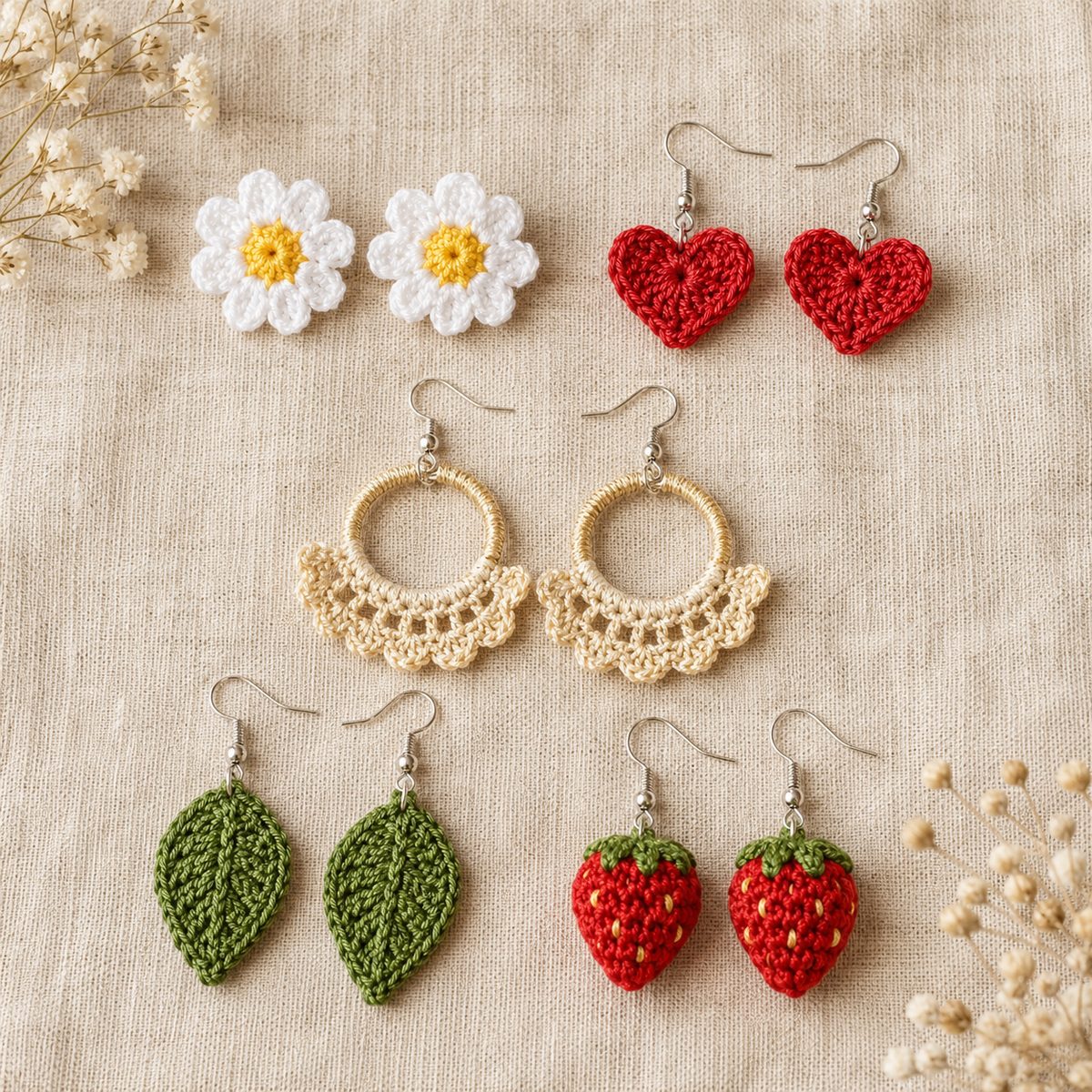5 Crochet Earring Patterns You Can Finish in an Hour (Free)