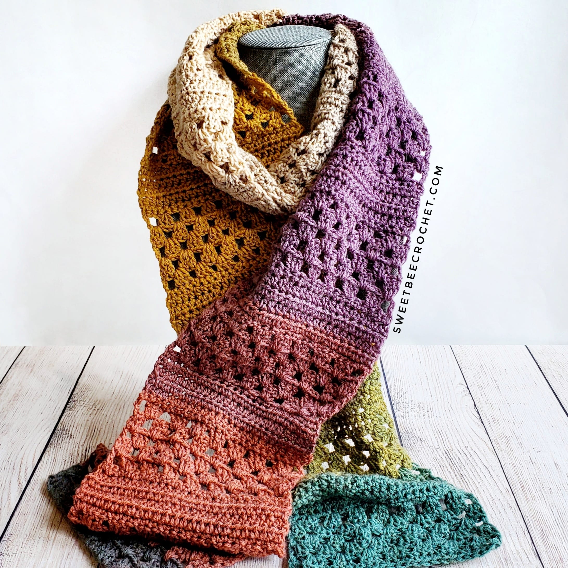 One Skein Granny Rows Scarf