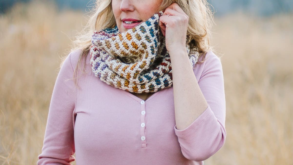 Brick Stitch Tunisian Crochet Cowl