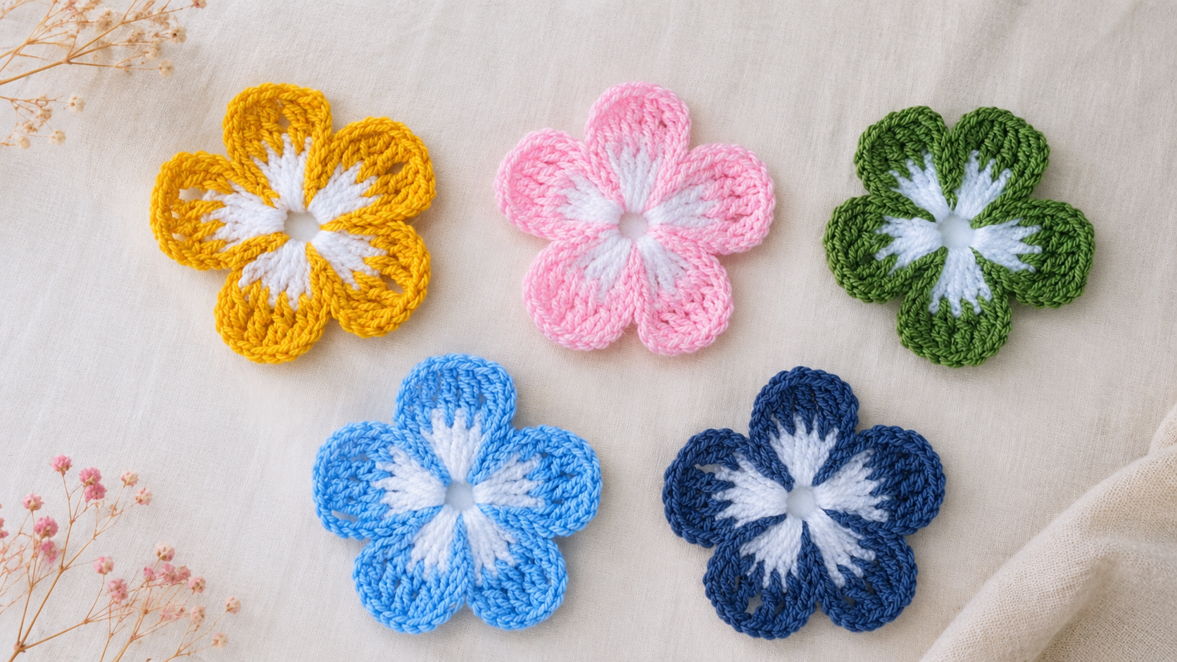 Assorted crochet flower motifs