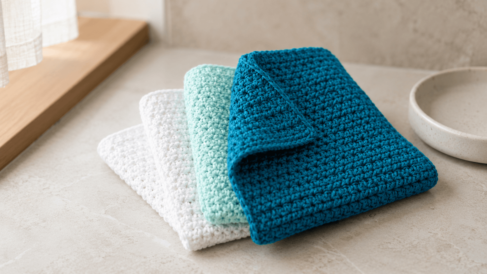 Seaside cottage crochet washcloth