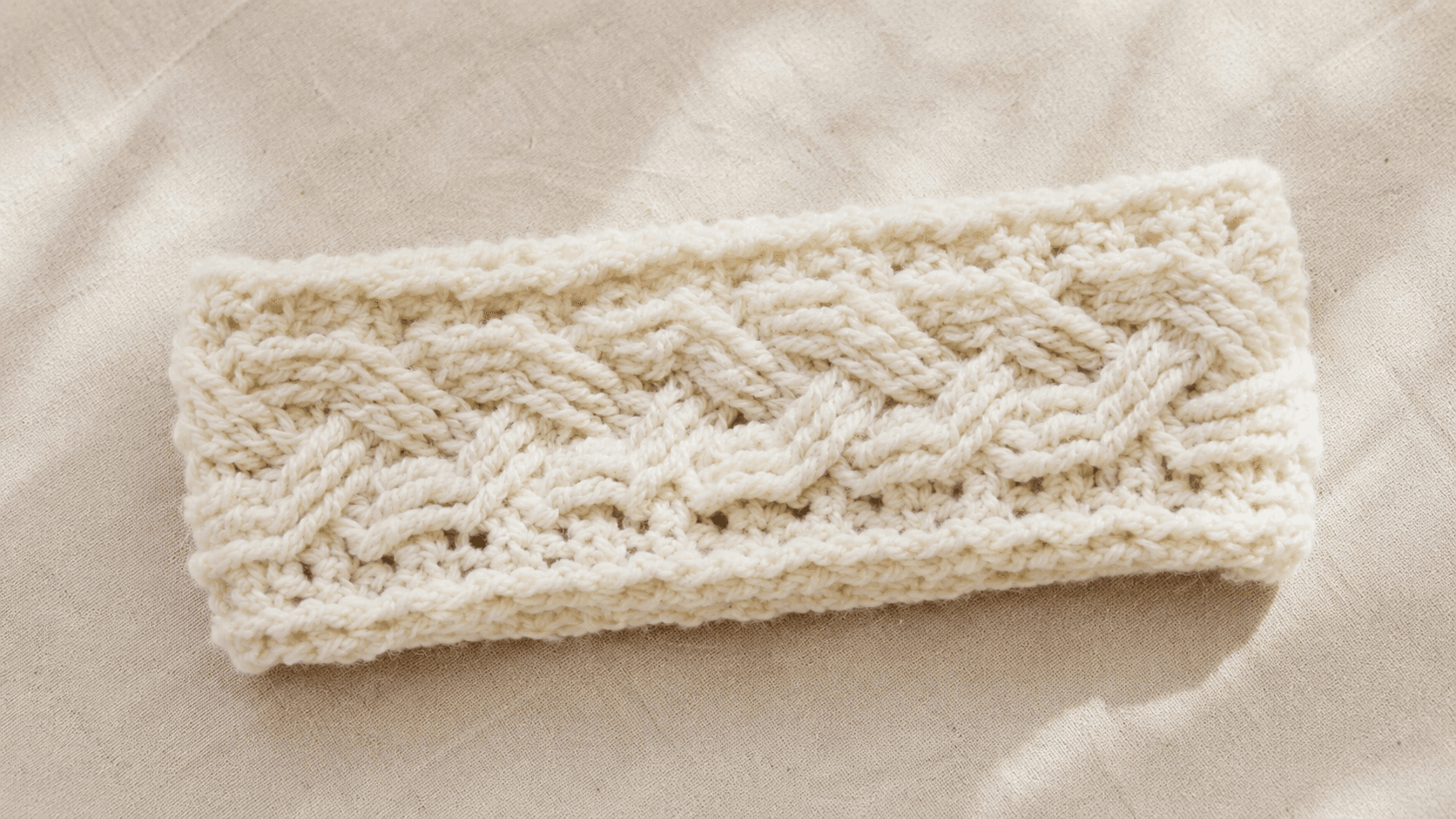 Cream crochet braided cable ear warmer headband