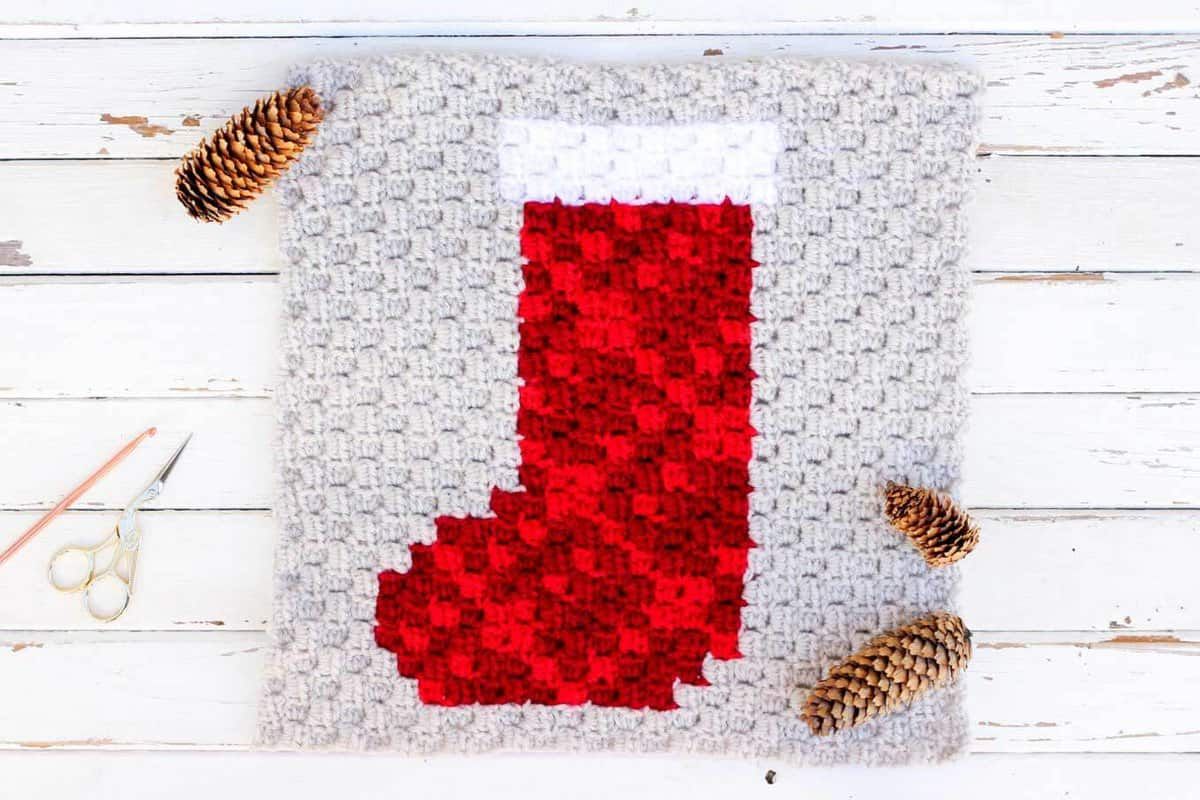 Corner-to-Corner Plaid Christmas Stocking